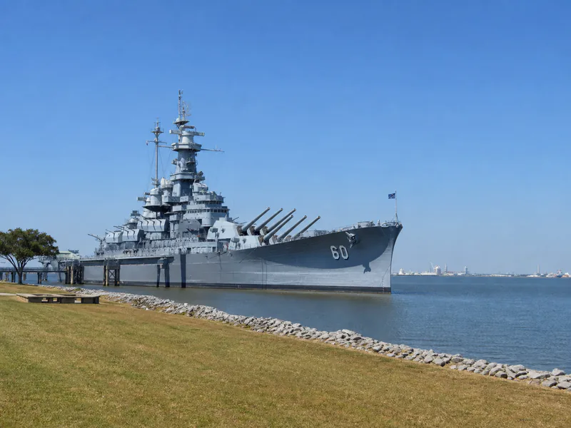 USS Alabama at Battleship Memorial Park with Mobile Bay