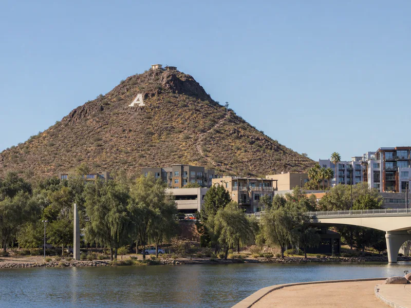 Hayden Butte and its large white A above downtown Tempe