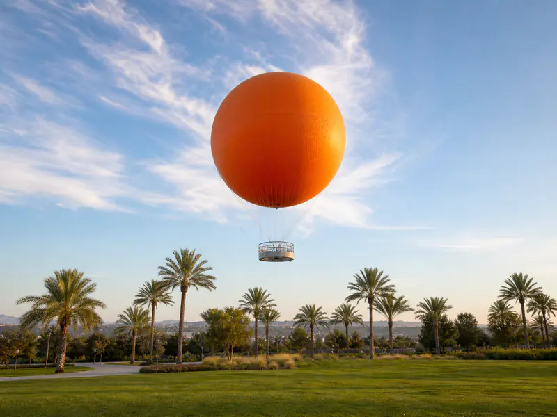 Orange County Great Park Balloon above the landscaped park in Irvine