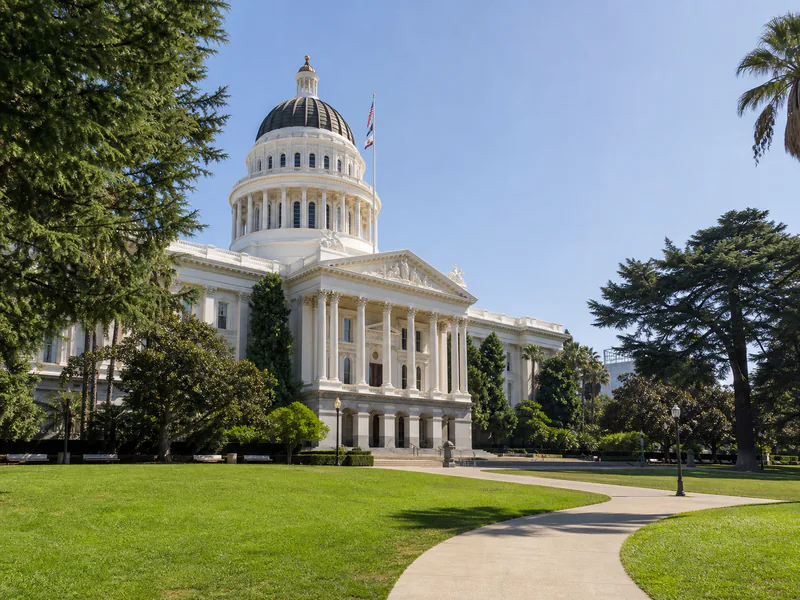 California State Capitol and landscaped grounds in Sacramento