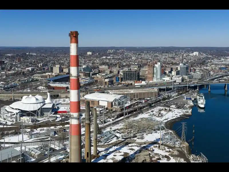 Downtown Bridgeport and the Pequonnock River waterfront