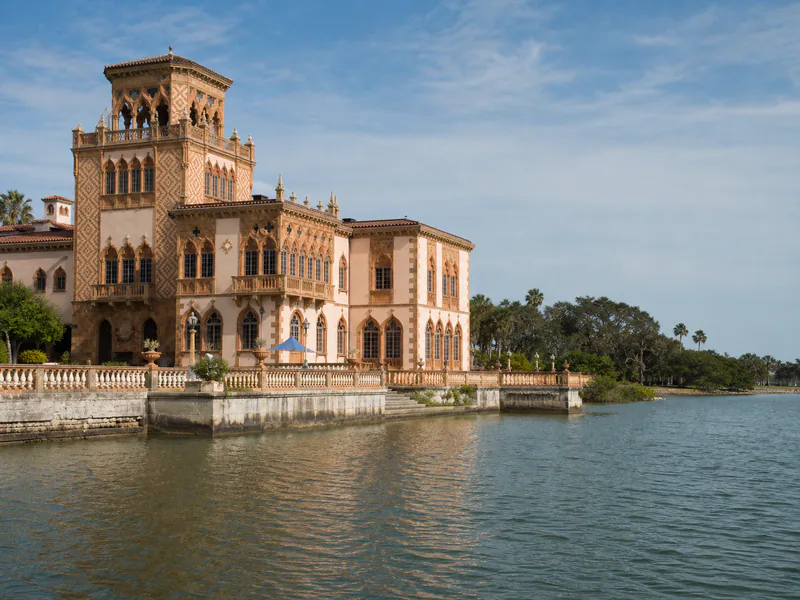 Venetian Gothic waterfront facade of Ca d'Zan at The Ringling in Sarasota