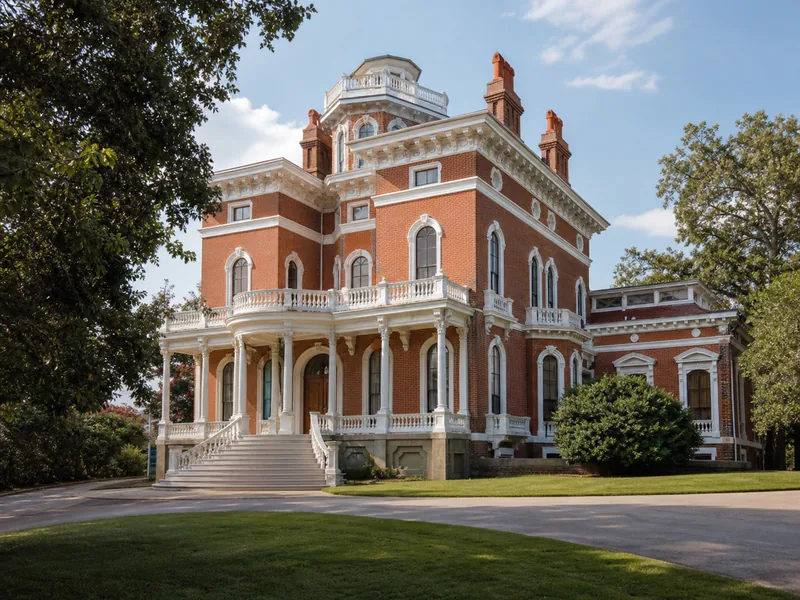 Italian Renaissance Revival exterior of Hay House in Macon