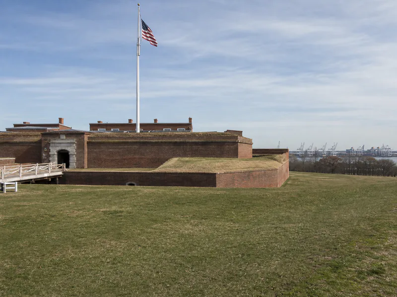 Historic walls and flagstaff of Fort McHenry in Baltimore