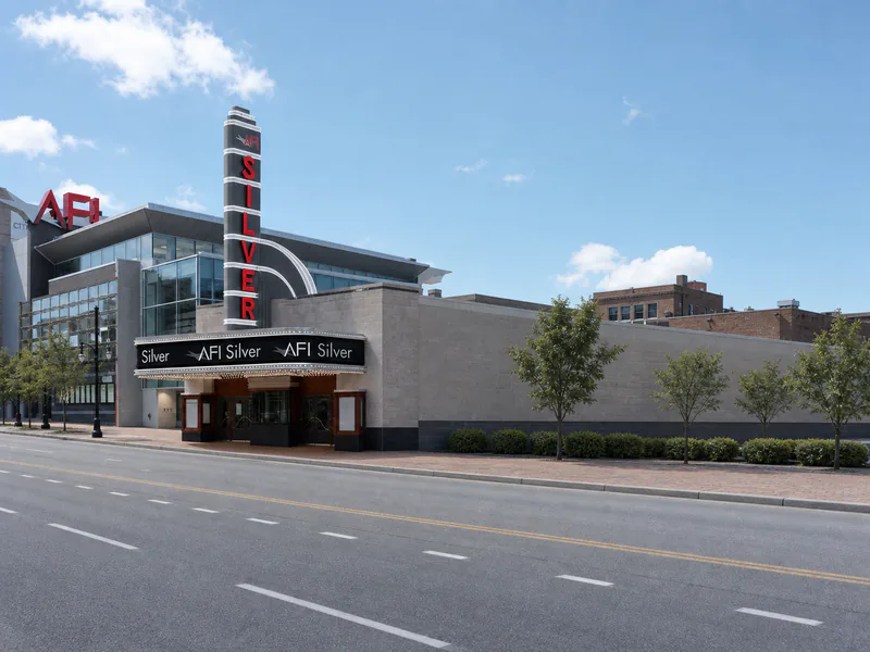 Restored Art Deco facade of AFI Silver Theatre in Silver Spring