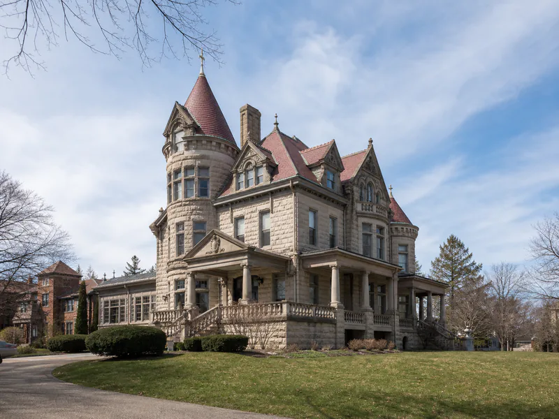 Queen Anne exterior of Henderson Castle in Kalamazoo