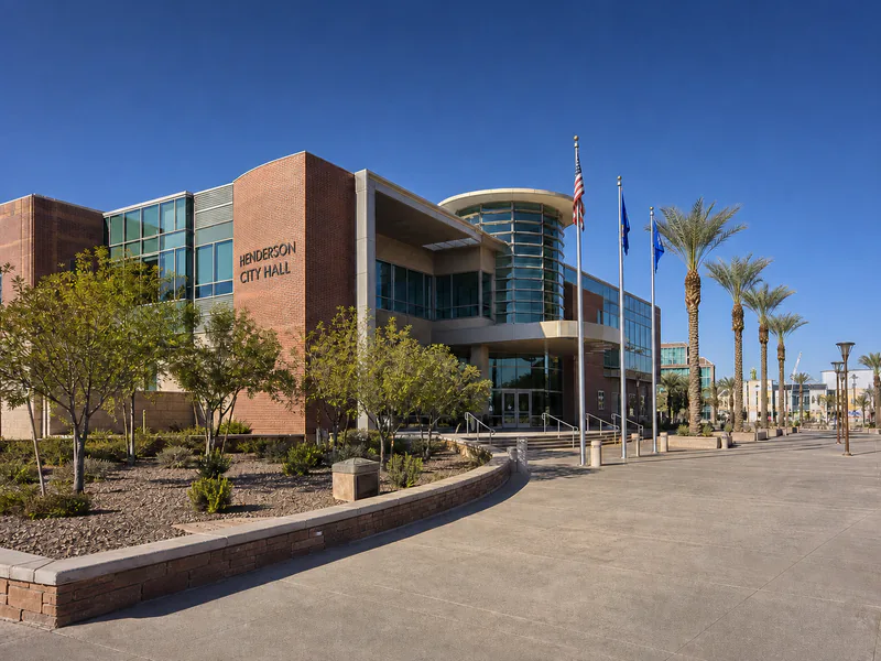 Henderson City Hall and the civic core of Water Street Plaza