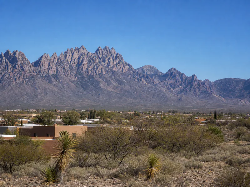 Organ Mountains above a low-rise Las Cruces foreground