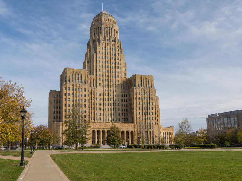 Buffalo City Hall anchoring Niagara Square