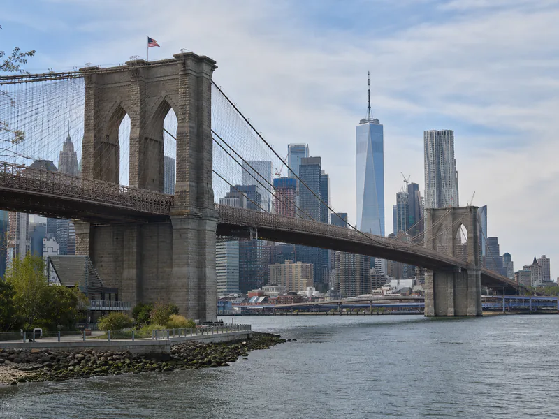 Brooklyn Bridge and Lower Manhattan from the Brooklyn waterfront