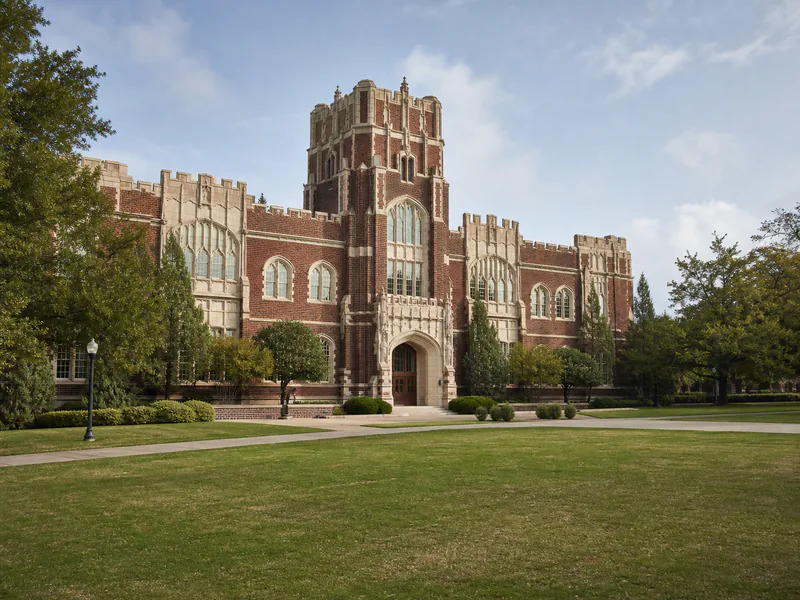 Cherokee Gothic facade of Bizzell Memorial Library in Norman