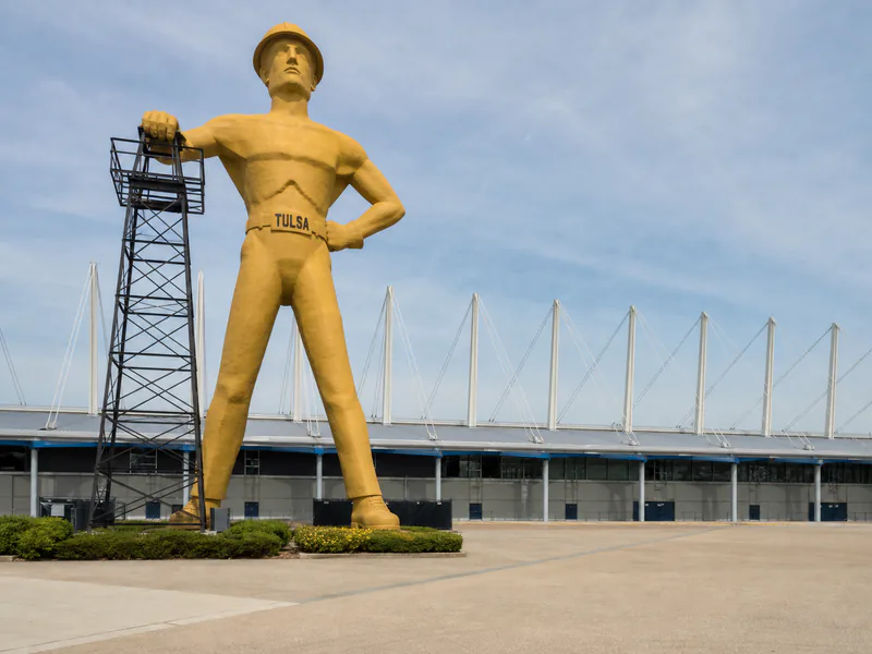 Golden Driller statue at Expo Square in Tulsa
