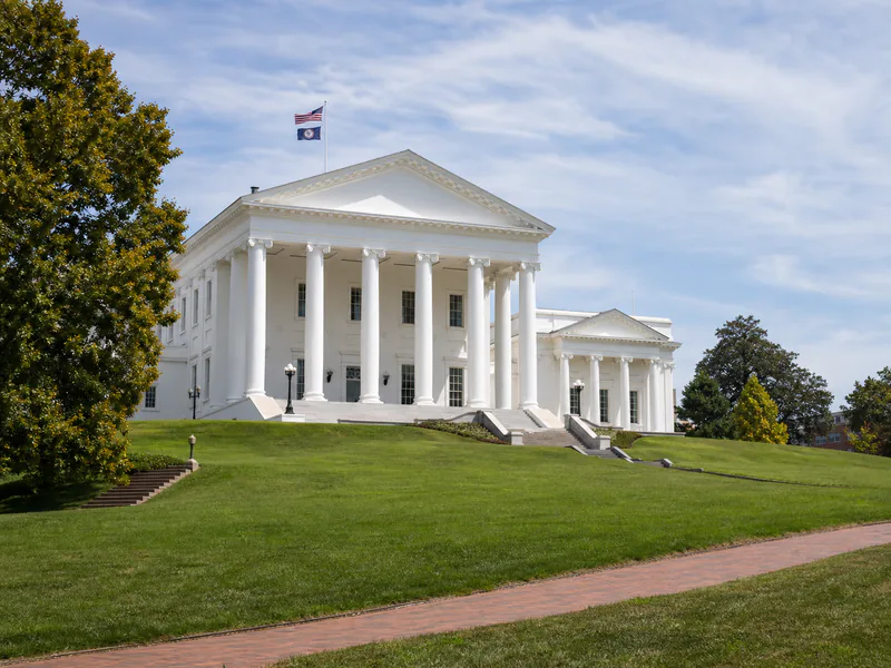 Virginia State Capitol and its classical portico in Richmond