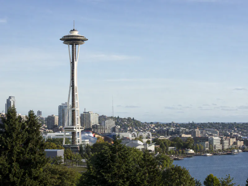Space Needle with an authentic Seattle skyline context