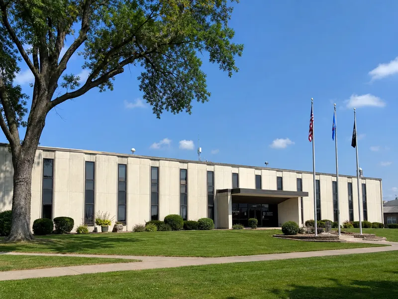 Barron County Government Center and its civic lawn in Barron