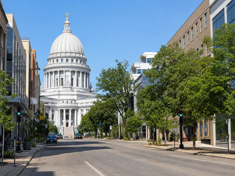 Wisconsin State Capitol viewed from State Street in Madison