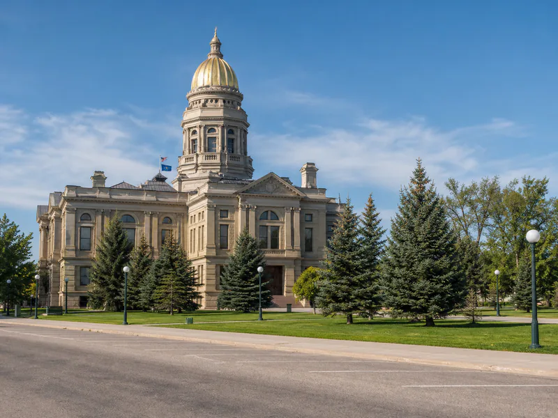 Wyoming State Capitol and its gold dome in Cheyenne